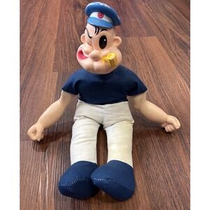 Vintage 15" Rare King Features Stying Popeye Doll Cloth Body Rubber Head Arms